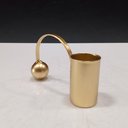 Ver imagem 4 de Castiçal Decorativo de Metal Dourado 6x9x2cm Porta Vela Mesa Jantar Decoração
