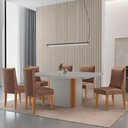 Ver imagem 1 de Mesa de Jantar Isadora 180cm Tampo MDF Vidro com 6 Cadeiras