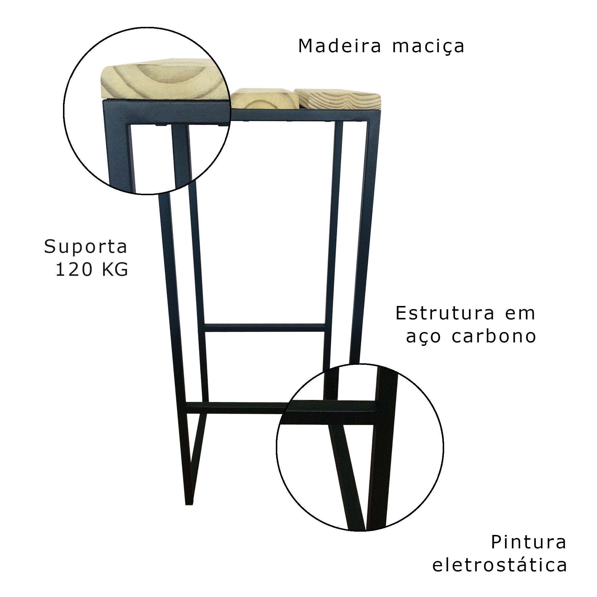 Banqueta G Strassis Design Sd-5041 Preta - 4