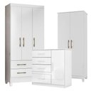 Ver imagem 1 de Guarda Roupa Infantil Lima com Cômoda Vênus e Armário Multiuso Jade Branco Brilho – Moval