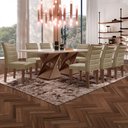 Ver imagem 1 de Mesa de Jantar 8 Lugares Genova com Vidro Chocolate/Off White/Marrom Claro - Cel Móveis