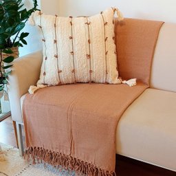Manta Decorativa Sofá Grande Algodão Marrom Caramelo 1,80 X 2,50 - 2