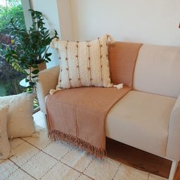 Manta Decorativa Sofá Grande Algodão Marrom Caramelo 1,80 X 2,50 - 1