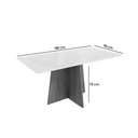 Ver imagem 4 de Mesa de Sala Jantar Lótus C/ Tampo Madeirado C/ Vidro 90x180cm Nogueira/off White/vidro Off White
