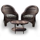 Ver imagem 1 de Conjunto de Poltronas Fibra Sintética Tóquio - 2 Poltronas + 1 Mesa Centro - Tecido Corda Náutica