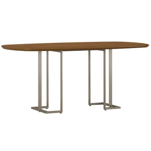 Mesa de Jantar 6 Lugares Retangular Orgânico 180cm Pés Industrial Alina N01 Cinamomo Champanhe - Lya