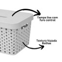 Ver imagem 3 de Cesto Organizador Multiuso com Tampa 17 Litros Cinza Claro - Usual