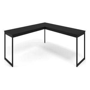 Mesa de Canto em L Escrivaninha Industrial para Escritório Magno Preta Total