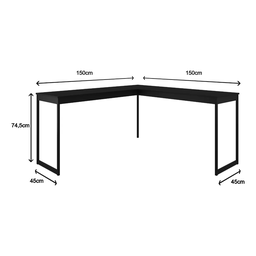 Mesa de Canto em L Escrivaninha Industrial para Escritório Magno Preta Total - 5