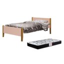 Ver imagem 1 de Cama Solteiro Simba com Colchão D33 Pés Amadeirado MDF Rosa Reller Móveis