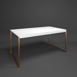 Mesa de Jantar Retangular 4 Lugares Branca com Cobre Industrial Estilo Vintage 120x90cm - 5