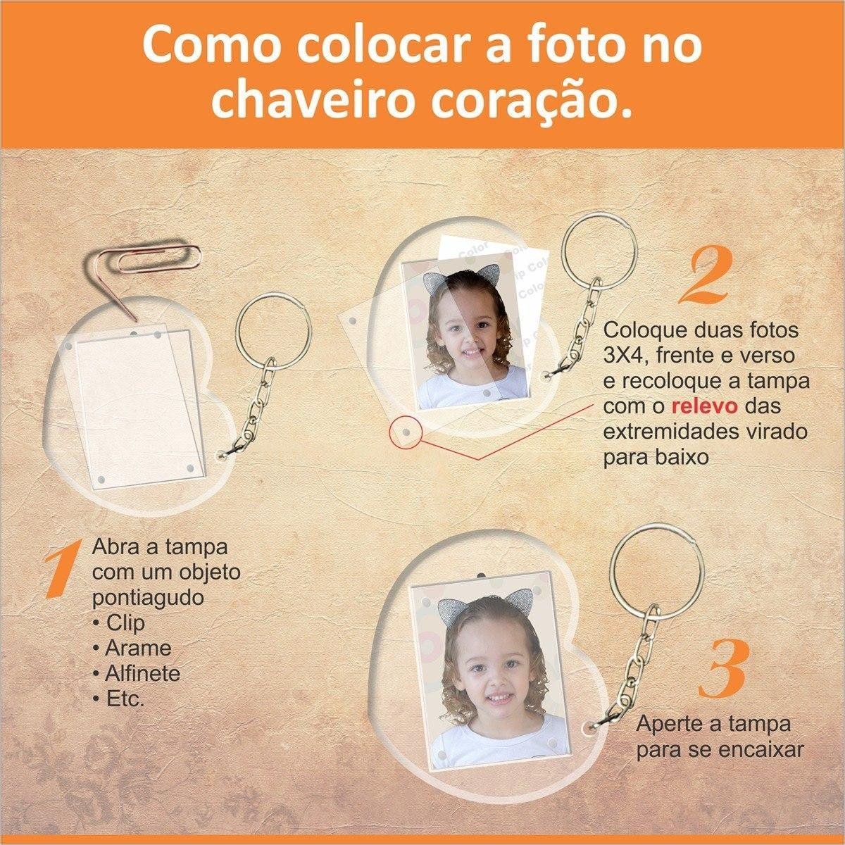 50 Chaveiro Coração 3x4 Acrílico para Personalizar Revenda - 3