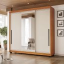Ver imagem 1 de Roupeiro Valência 3 Portas Correr com Espelho 217x213cm Freijó/Creme 240854