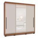 Ver imagem 2 de Roupeiro Valência 3 Portas Correr com Espelho 217x213cm Freijó/Creme 240854