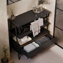 Ver imagem 3 de Armário Multiuso Gabinete Banheiro Industrial 1 Gaveta Thor Preto Cedro com Preto - Rede Móveis