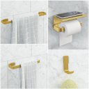 Ver imagem 1 de Kit Acessório para Banheiro Dourado 4 Peças Suporte Celular