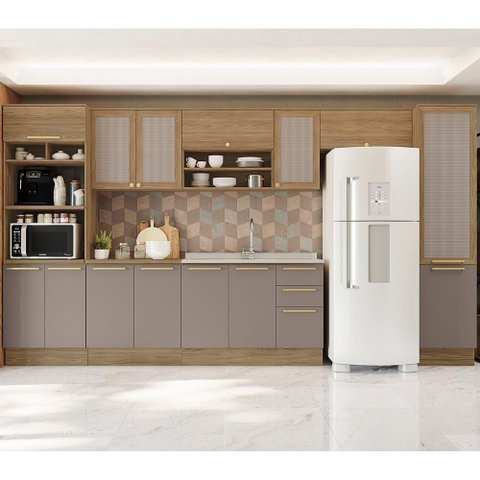 Armário de Cozinha Modulada Completa 08 Peças 4,00m Botanic Kappesberg