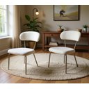 Ver imagem 1 de 2 Cadeiras de Jantar Pés Champanhe Tecido Bouclé Off White