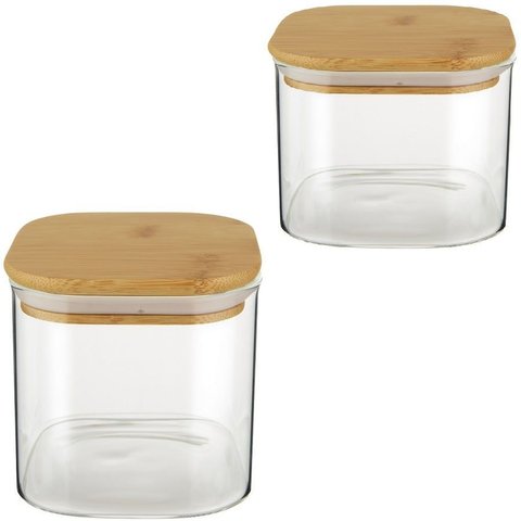 Dois Potes de Borolisicato com Tampa de Bambu 750 e 900ml Utensilios do Chef