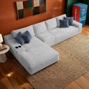 Ver imagem 1 de Sofá Evo 3,40m Molas Ensacadas com Chaise Lounge Esquerda Velourê Cinza Claro Cama Inbox