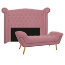 Ver imagem 1 de Kit Cabeceira 195 cm Suede + Calçadeira Madrid Rosa Bebê