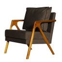 Ver imagem 2 de Kit 2 Poltronas Decorativa Mona Madeira Maciça Suede Marrom