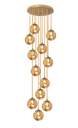 Ver imagem 1 de Pendente Moderno Dourado 60cm Pé Direito Alto Sala Escada Arevo Iluminação 82dr12 Vidro Âmbar
