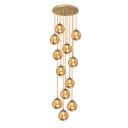 Ver imagem 1 de Pendente Moderno Dourado 60cm Pé Direito Alto Sala Escada Arevo Iluminação 82dr12 Vidro Âmbar
