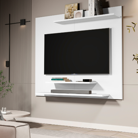 Painel para Sala Tv até 42” com Prateleiras Mdp Dubai - Jm3 Móveis:branco