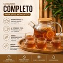 Ver imagem 7 de Kit Jogo de Chá Cosy com Chaleira Vidro Borossilicato Transparente 1L e 4 Unidades 75ml Yeet
