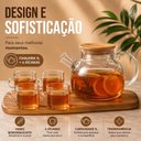 Ver imagem 6 de Kit Jogo de Chá Cosy com Chaleira Vidro Borossilicato Transparente 1L e 4 Unidades 75ml Yeet