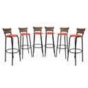 Ver imagem 1 de Kit 6 Banquetas 80cm para Balcão Ilha Bancada Área Gourmet Encosto em Junco Banco Itagold