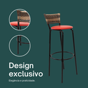 Ver imagem 4 de Kit 6 Banquetas 80cm para Balcão Ilha Bancada Área Gourmet Encosto em Junco Banco Itagold