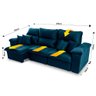 Sofá Retrátil/Reclinável Trento 2,30m Suede Velut Azul c/ Molas no Assento - King House - 3