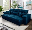 Ver imagem 1 de Sofá Retrátil/Reclinável Trento 2,30m Suede Velut Azul c/ Molas no Assento - King House