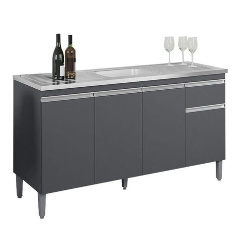 Balcão de Pia Tatiane 150 Cm Cinza Fosco - Ajl