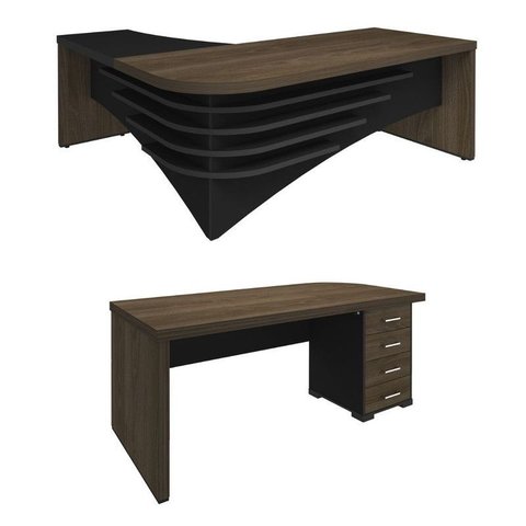 Conjunto de Escritório: Mesa 6098 Ld + Mesa 6106 Ld