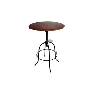 Mesa Bistro Alta Ferro e Madeira Regulável e Giratória 70cm