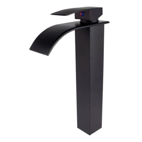 Torneira Banheiro Monocomando Bancada Cascata Preta Bica Alta Domum