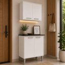 Ver imagem 1 de Kit Aparador com Armário Aéreo 4 Portas 70cm Multimóveis MP1104 Branco