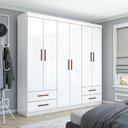 Ver imagem 1 de Guarda-Roupa Casal Dubai 6 Portas 4 Gavetas Multimóveis CR35556 Branco