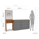 Ver imagem 4 de Cômoda Penteadeira Porto 8 Gavetas com Espelho 209x160cm Cinza/Freijó 240891