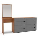 Ver imagem 2 de Cômoda Penteadeira Porto 8 Gavetas com Espelho 209x160cm Cinza/Freijó 240891