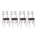 Ver imagem 1 de Kit 4 Cadeiras para Sala de Jantar CC80 Debrum Cinza/Cromado/Marrom
