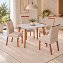 Ver imagem 1 de Conjunto Mesa Verona Tampo Off White e 4 Cadeiras Madeira Maciça em Botonê Sop Espresso Móveis