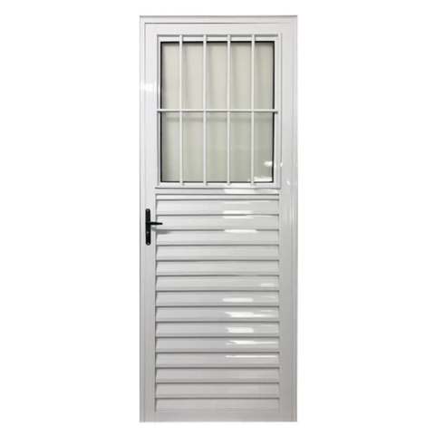 Porta de Giro Alumínio Branco Social C/grade Veneziana 2v Maxx
