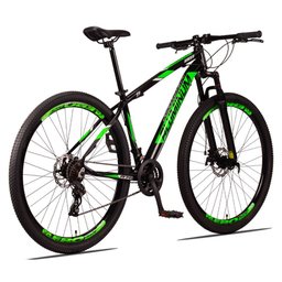 Bicicleta Aluminum Aro 29 Quadro 17 Alumínio 24 Marchas Freio Disco Mecânico Preto Verde - Raider - 6