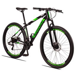 Bicicleta Aluminum Aro 29 Quadro 17 Alumínio 24 Marchas Freio Disco Mecânico Preto Verde - Raider - 1