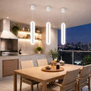 Ver imagem 6 de Luminária Teto Pendente 60cm Barra 24w Led 3 Cores Lustre Metálico Oval Gimpo Kjdd-l-015:branco