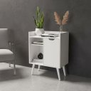 Ver imagem 1 de Balcão Aparador Barzinho Multifuncional 60cm com Nichos Organizadores Tecnomóbili Branco